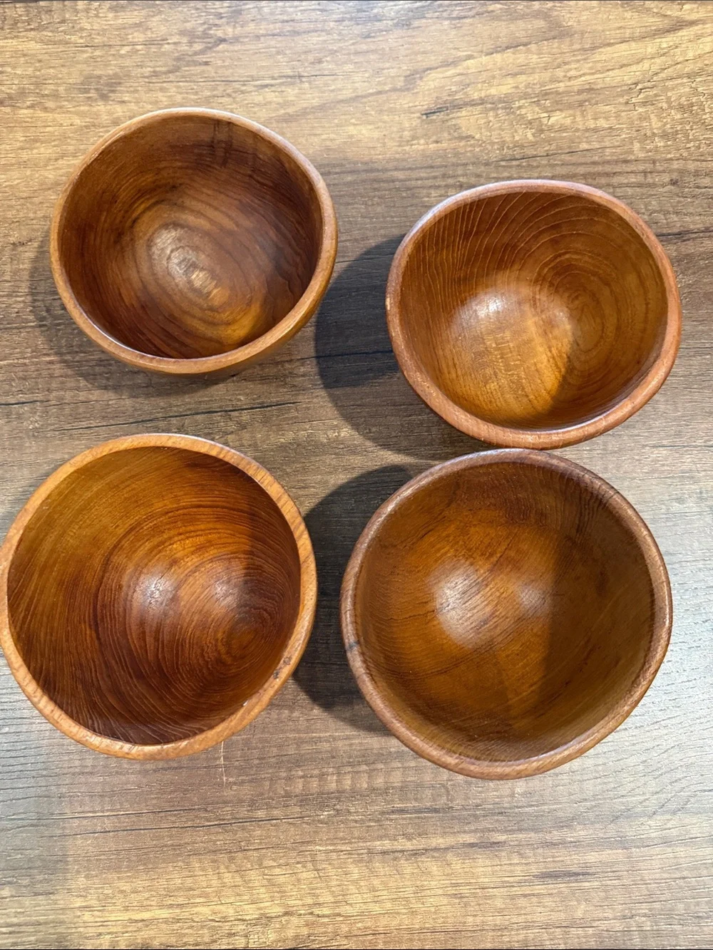 Dolphin Genuine Teakwood Serving Bowls - Set of 4, Warm Brown